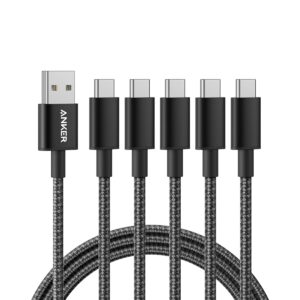 Anker Powerline Premium Nylon USB-C Cable 5-Pack 6ft Black