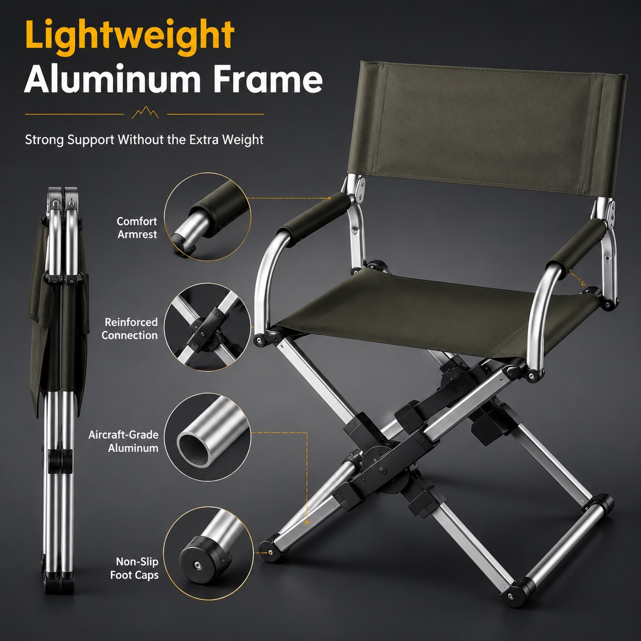 Aluminium Folding Camp Chair with Carry Bag, Lightweight and Durable - photo 2