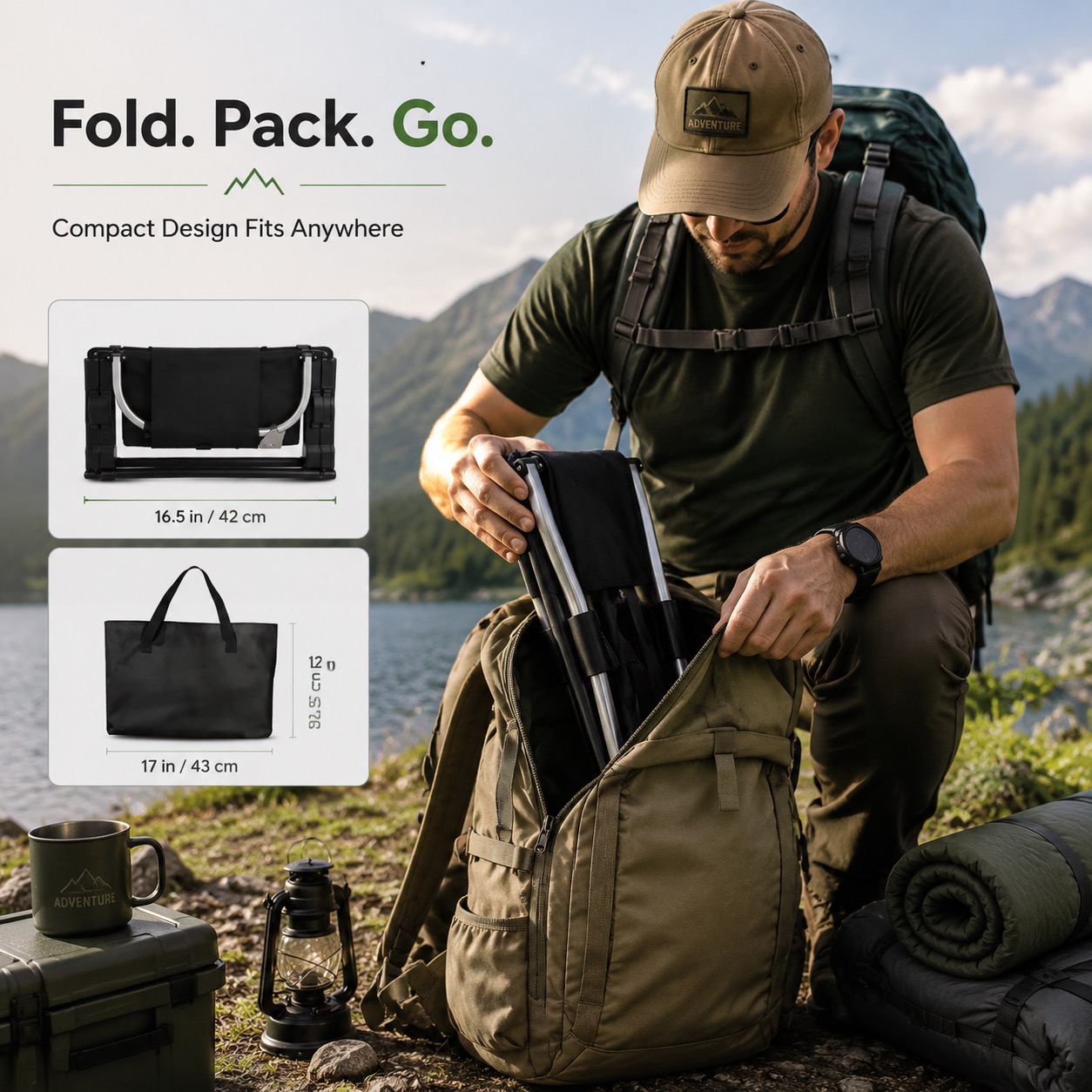 Aluminium Folding Camp Chair with Carry Bag, Lightweight and Durable - photo 3