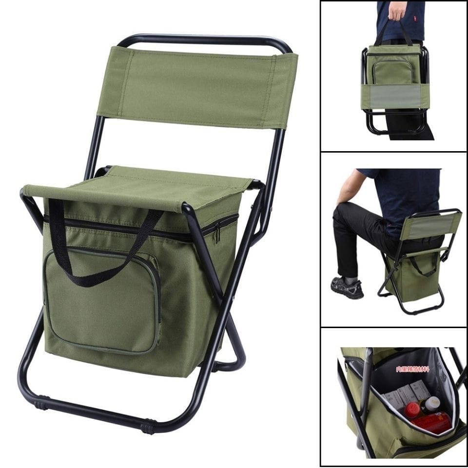 Portable Folding Camping Chair with Storage Bag (Green)