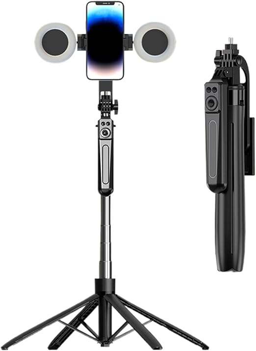 180cm Phone Tripod Selfie Stick with Remote and Fill Light