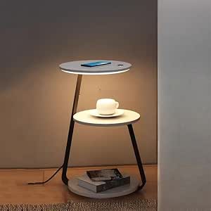 PRUJOY LED Nightstand with Wireless Charging Station